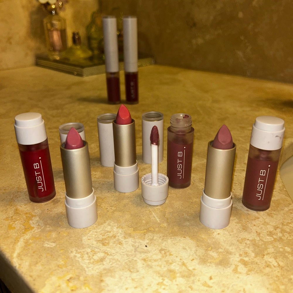 just B be 6 Lip Balm Gloss Set Not Just Red Peach Champagne matte liquid pigment